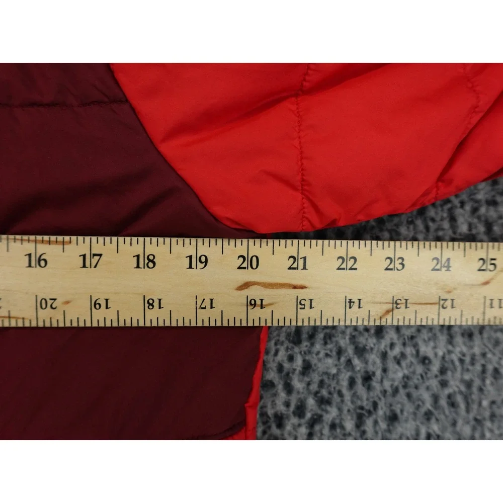 The North Face Reversible Puffer Jacket Mens S Youth XL Red Burgundy Good Quilt